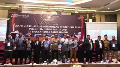 Rampungkan Rekapitulasi Penghitungan Perolehan Suara Pemilu 2024, KPU Kota Banjarmasin Tuai Apresiasi