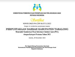 Perpustakaan Daerah Tabalong Dapat Predikat Pratama dari KemenPPA