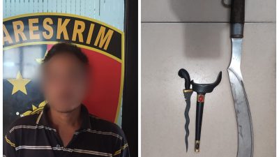 Mabuk Sambil Bawa Dua Sajam, Arip Batosai Diringkus Polisi