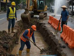 Pekerjaan Galian Drainase di Jalan Panglima Batur, Suplai Air PTAM Intan Banjar Terganggu