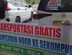 Aksi Mulia Taksi Bandara Syamsudin Noor Sediakan Layanan Gratis untuk Jemaah Menuju Sekumpul