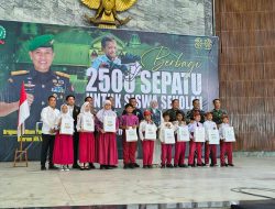 Langkah Kecil Menuju Mimpi Besar, Korem 101/Antasari Bagikan 2.500 Pasang Sepatu untuk Pelajar di Banjarmasin