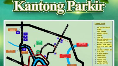 Polresta Banjarmasin Sampaikan 16 Kantong Parkir untuk Jamaah Haul ke-6 Guru Zuhdi