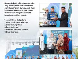 HUT ke-23 Tanbu, Bupati Andi Rudi Latif dan Artis Asty Ananta Serahkan Bibit Tomat Cherry Stevia untuk Petani Lokal