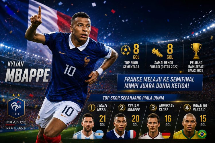 Mbappe Samai Rekor Pribadi, Bidik Sepatu Emas Piala Dunia 2026