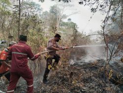 Polsek Muara Uya Bersama Tim Gabungan Padamkan Karhutla di Desa Salikung