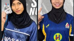 Syilfi Nur Atika (sebelah kiri), Indah Tiara Azzahra (sebelah kanan) dua atlet Panjat tebing Kalsel yang dipanggil Pengurus pusat FPTI untuk mengikuti seleksi atlet pelatnas.