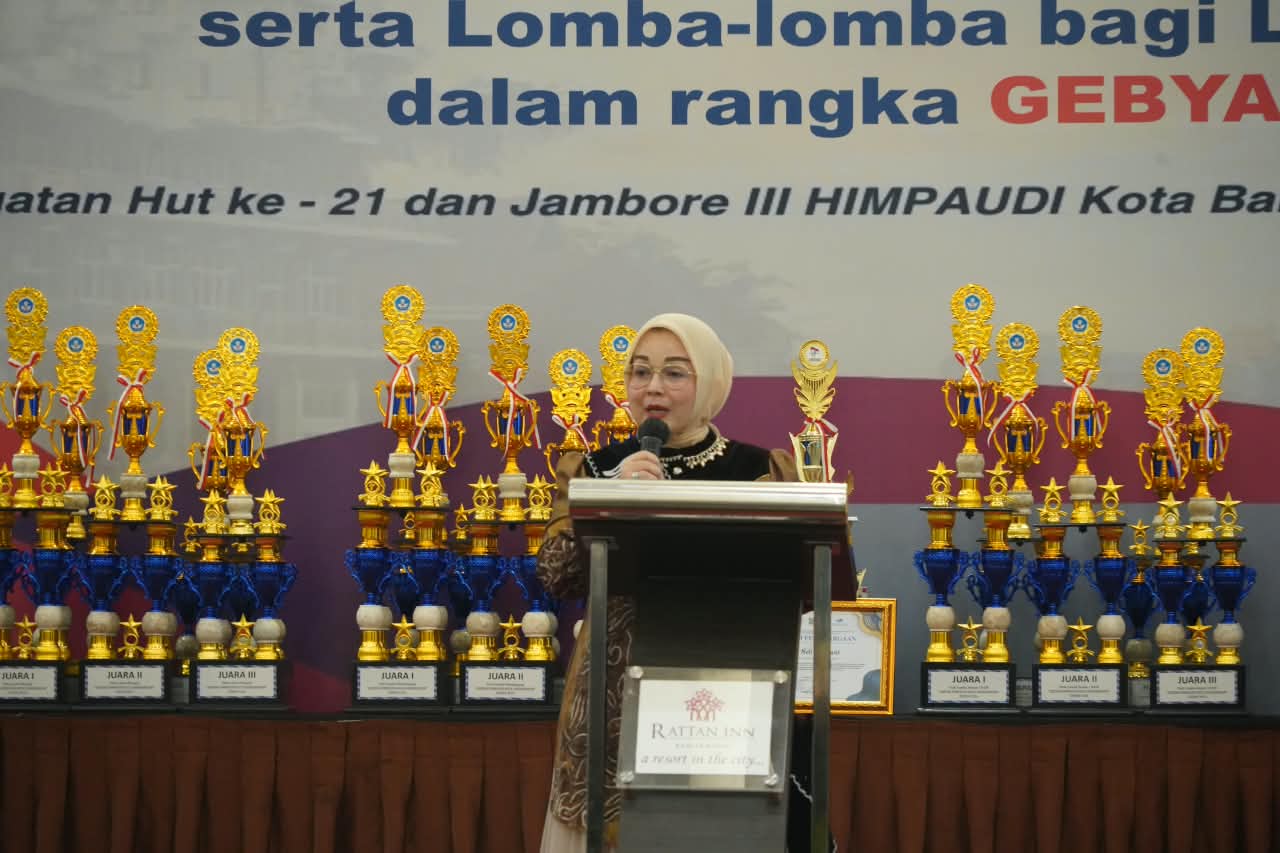 Bunda PAUD Kota Banjarmasin, Neli Listriani, saat memberikan sambutan pada kegiatan pelatihan G7KAIH untum Guru PAUD