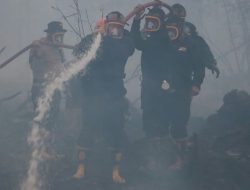 Dikepung Kabut Asap, Kapolda Kalsel Turun Langsung Padamkan Karhutla Lahan Gambut