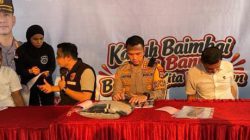 Kapolresta Banjarmasin Kombes Pol Riza Muttaqin saat memimpin konferensi pers pengungkapan kasus dugaan pencabulan di sekolah Banjarmasin
